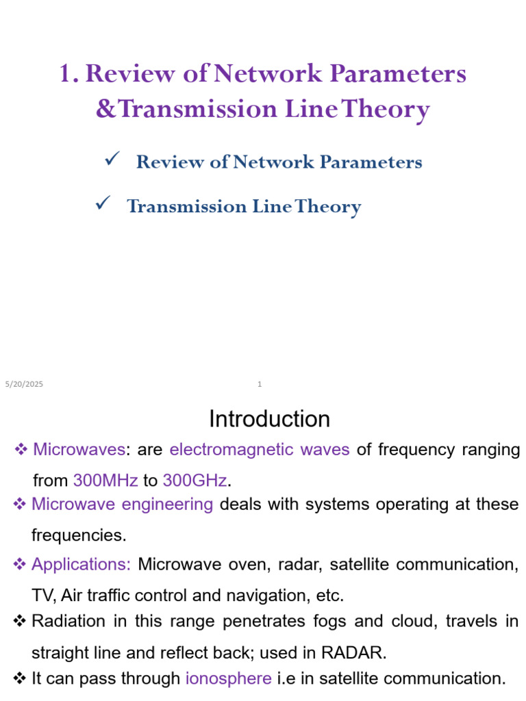 Network Parameters and Transmission Lines | PDF | Transmission Line ...