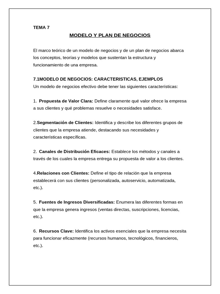 Modelo y Plan de Negocios Esenciales | PDF | Marketing | Plan de negocios
