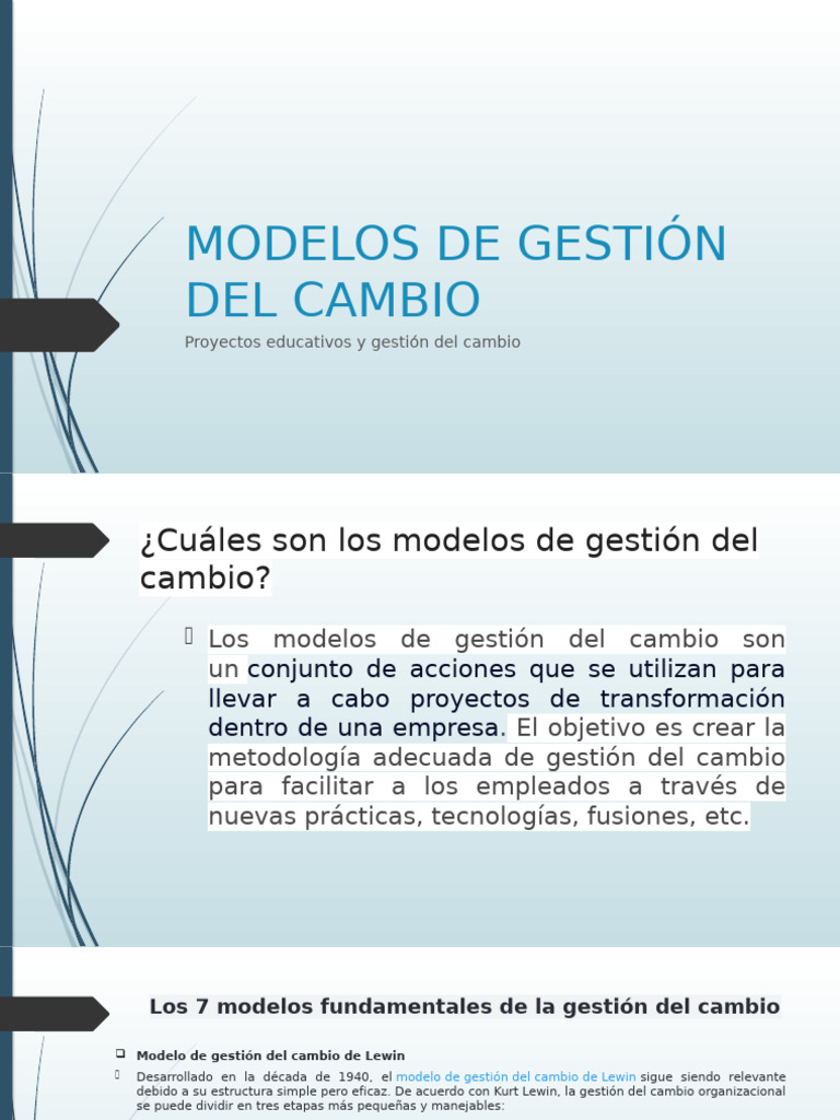 Modelos de Gestión del Cambio Organizacional | PDF | Planificación ...