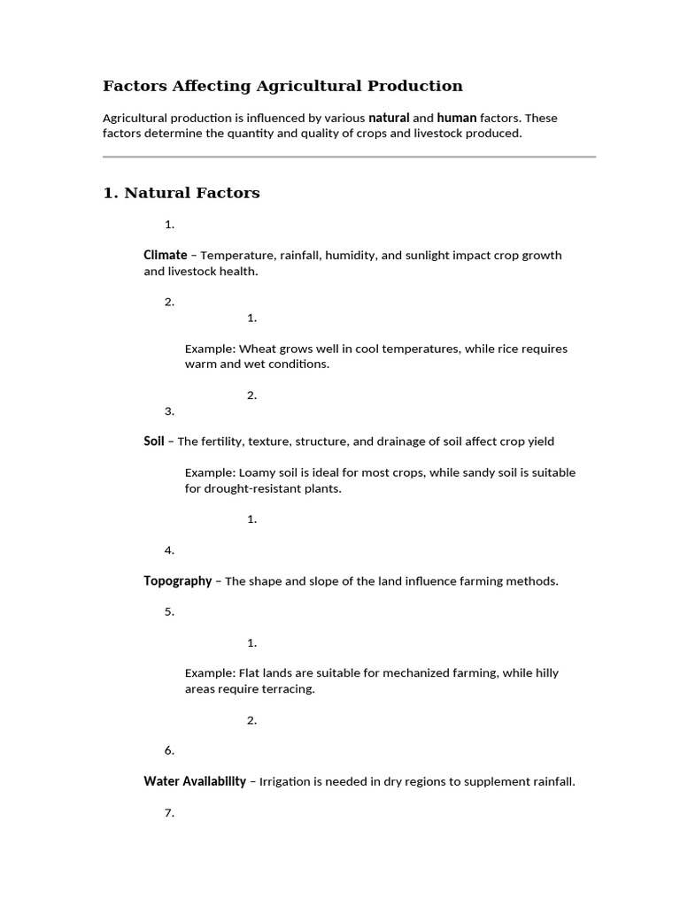 Factors Influencing Agricultural Production | PDF | Agriculture ...