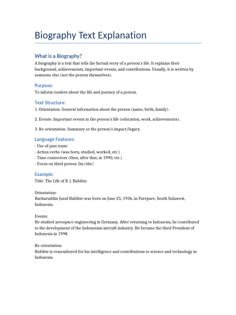 Penjelasan Teks Biografi | PDF