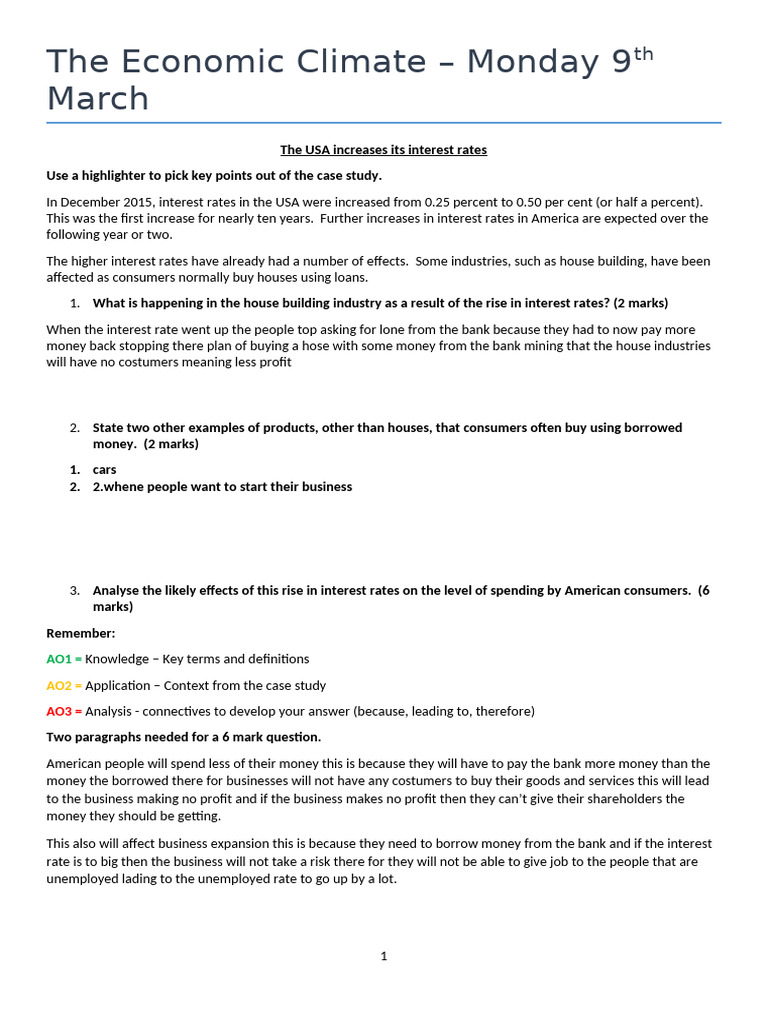 The Economic Climate I Have To Give This at The End of This Week | PDF ...