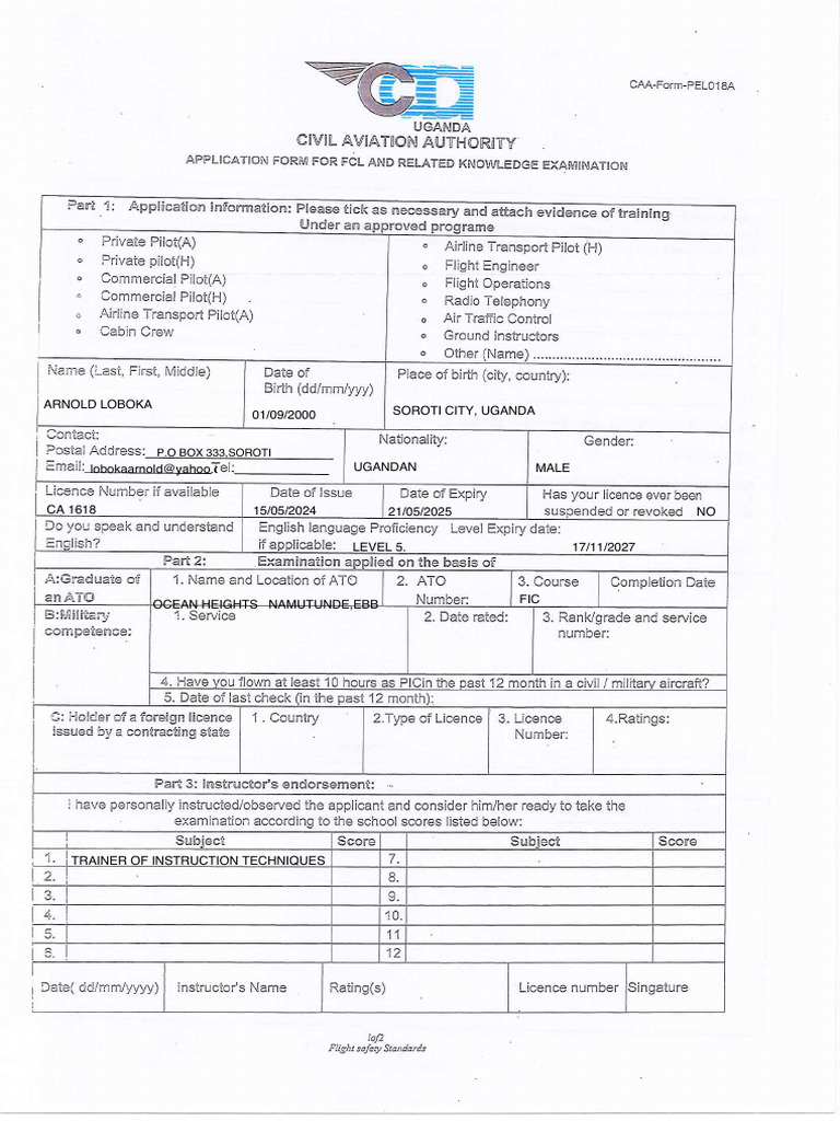 Application Form For FCL and Related Examinations | PDF