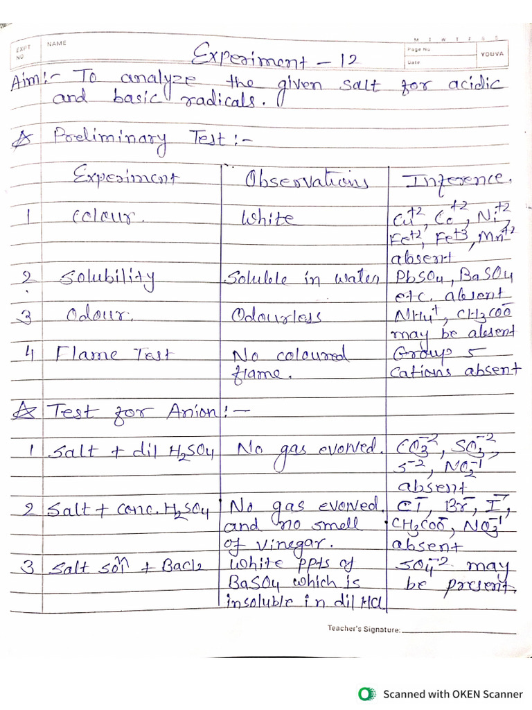 Experiment 8 - Class 11 | PDF