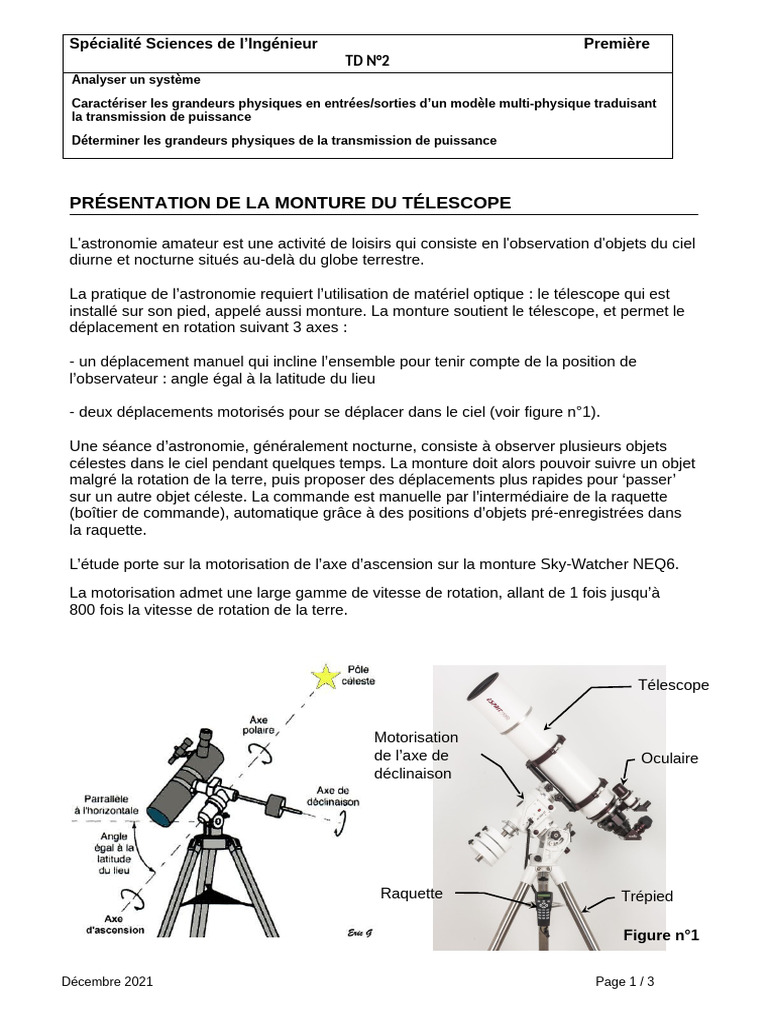 Motorisation du télescope Sky-Watcher | PDF | Télescope | Rotation