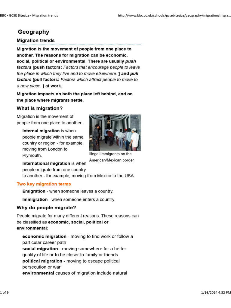Migration Trends: Causes and Patterns | PDF | Human Migration | Immigration