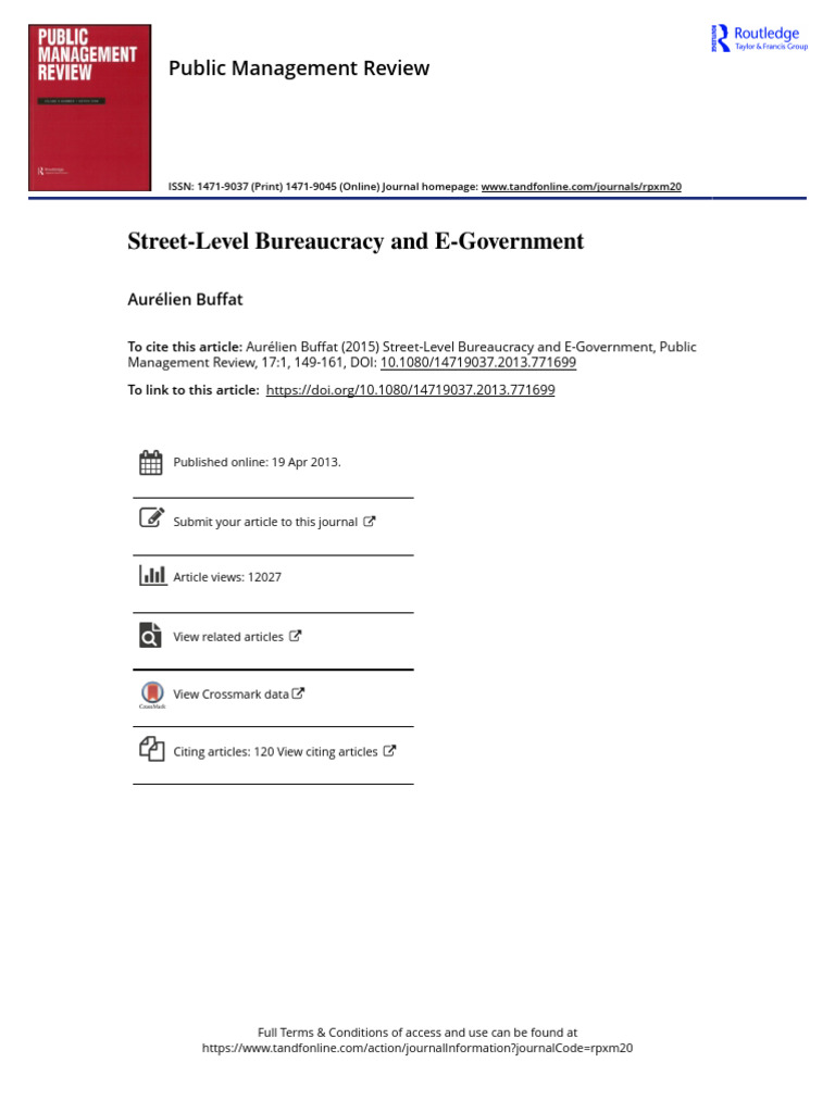 StreetLevel Bureaucracy and EGovernment PDF E Government