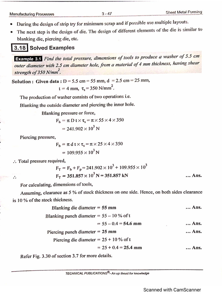 Solved Numericals On MP Unit-III Sheet Metal Forming | PDF