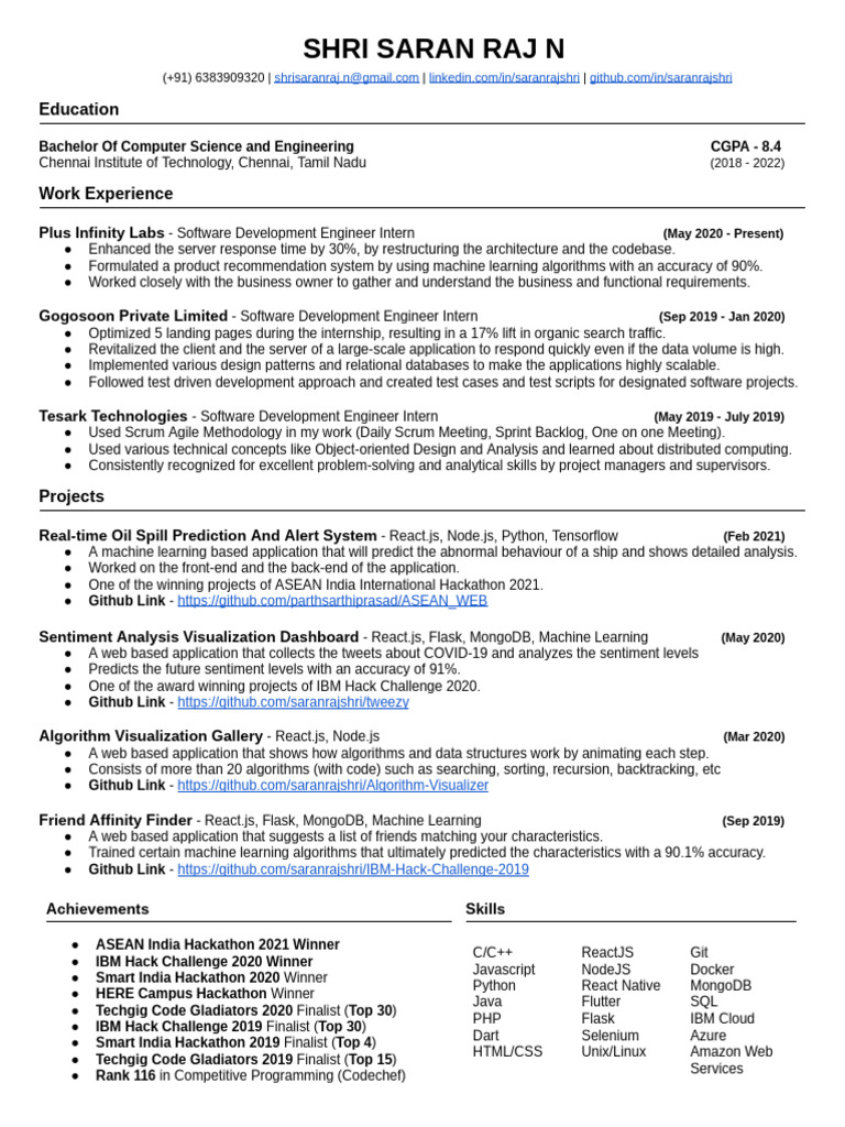 Software Developer Intern Profile | PDF | Computer Programming | Computing