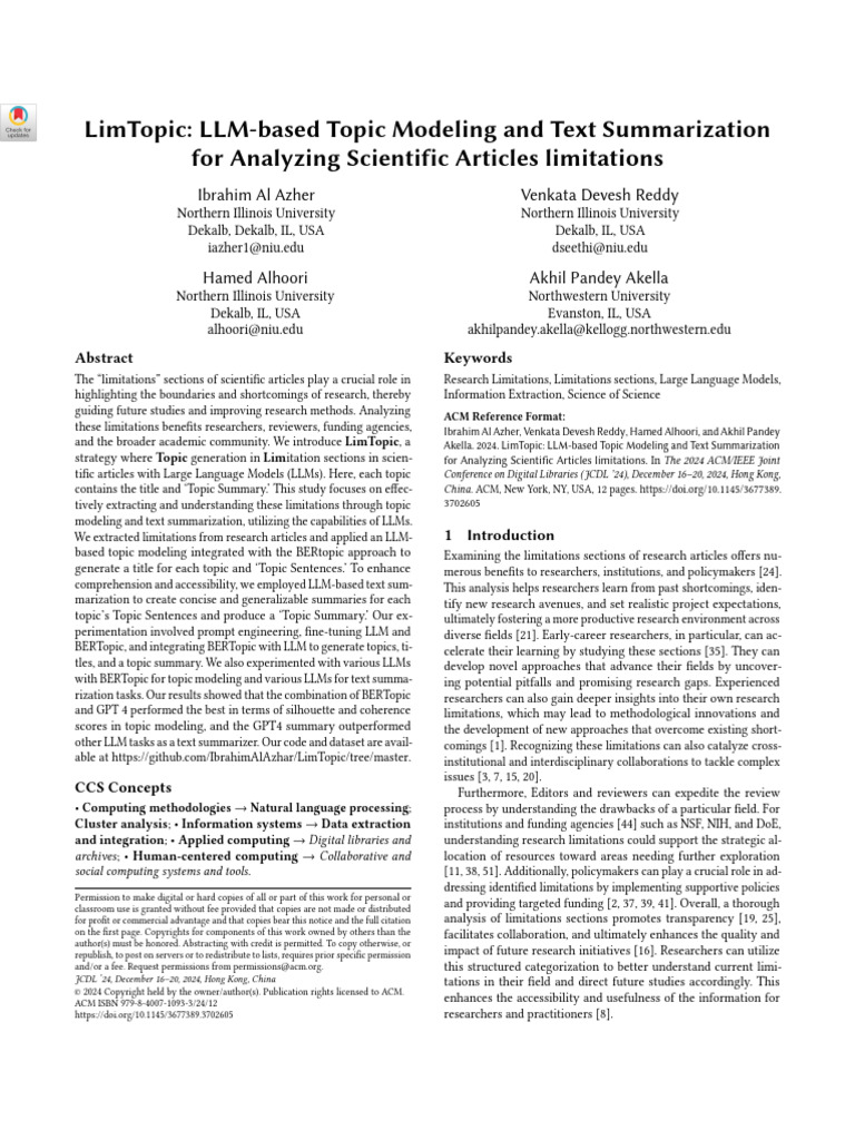 LLM-Based Topic Modeling for Research Limitations | PDF | Applied ...
