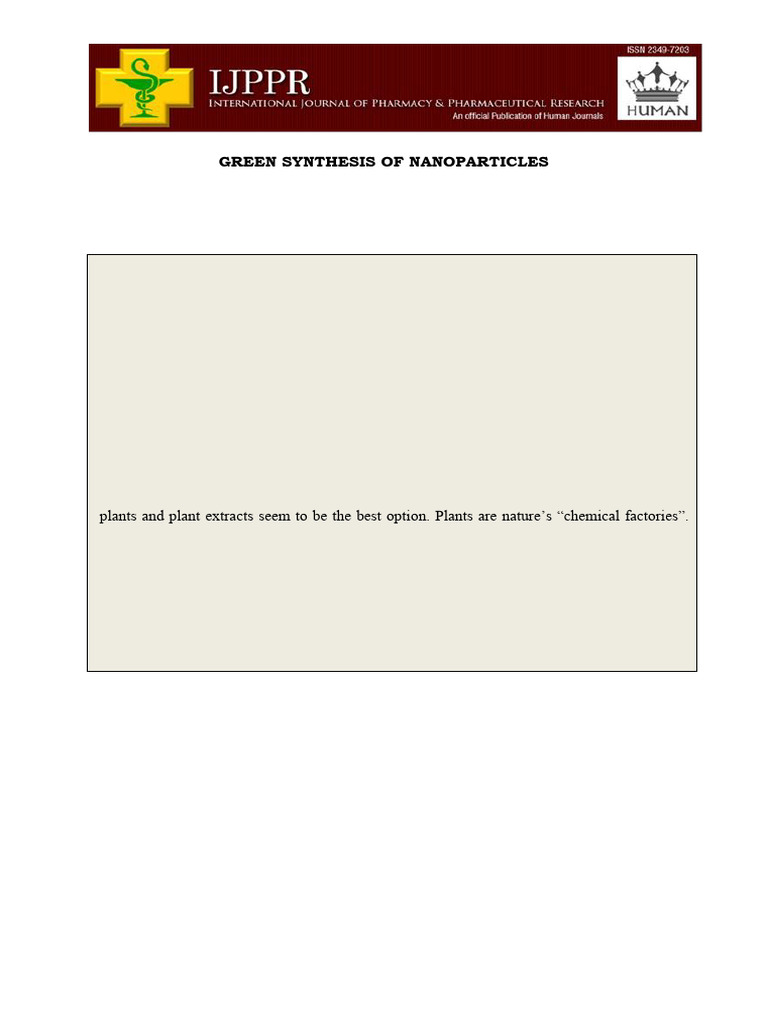 Green Synthesis of Nanoparticles Explained | PDF | Nanoparticle ...