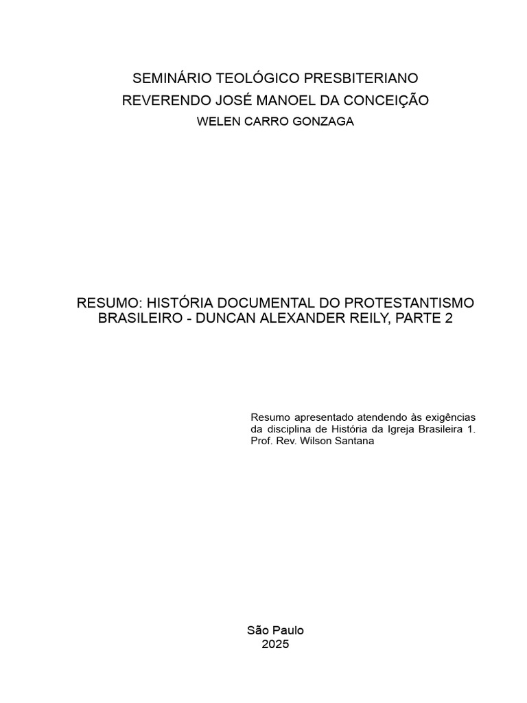 História do Protestantismo Brasileiro | PDF | Protestantismo | Ecumenismo