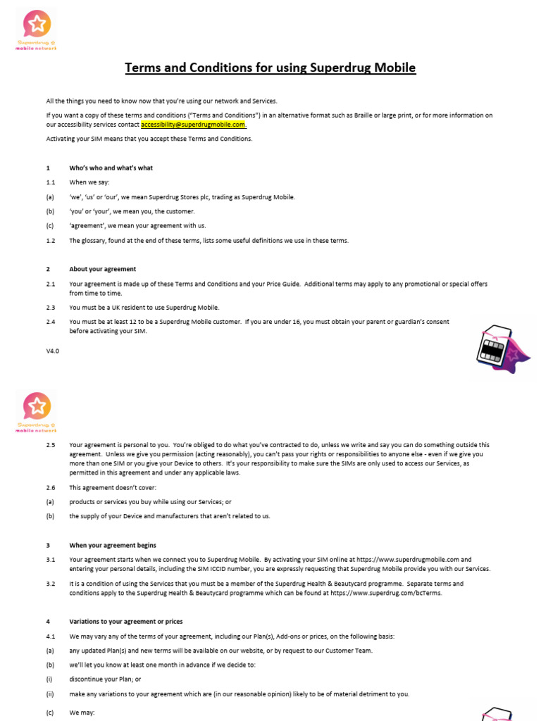 Superdrug Mobile Terms and Conditions | PDF | Legal Liability ...