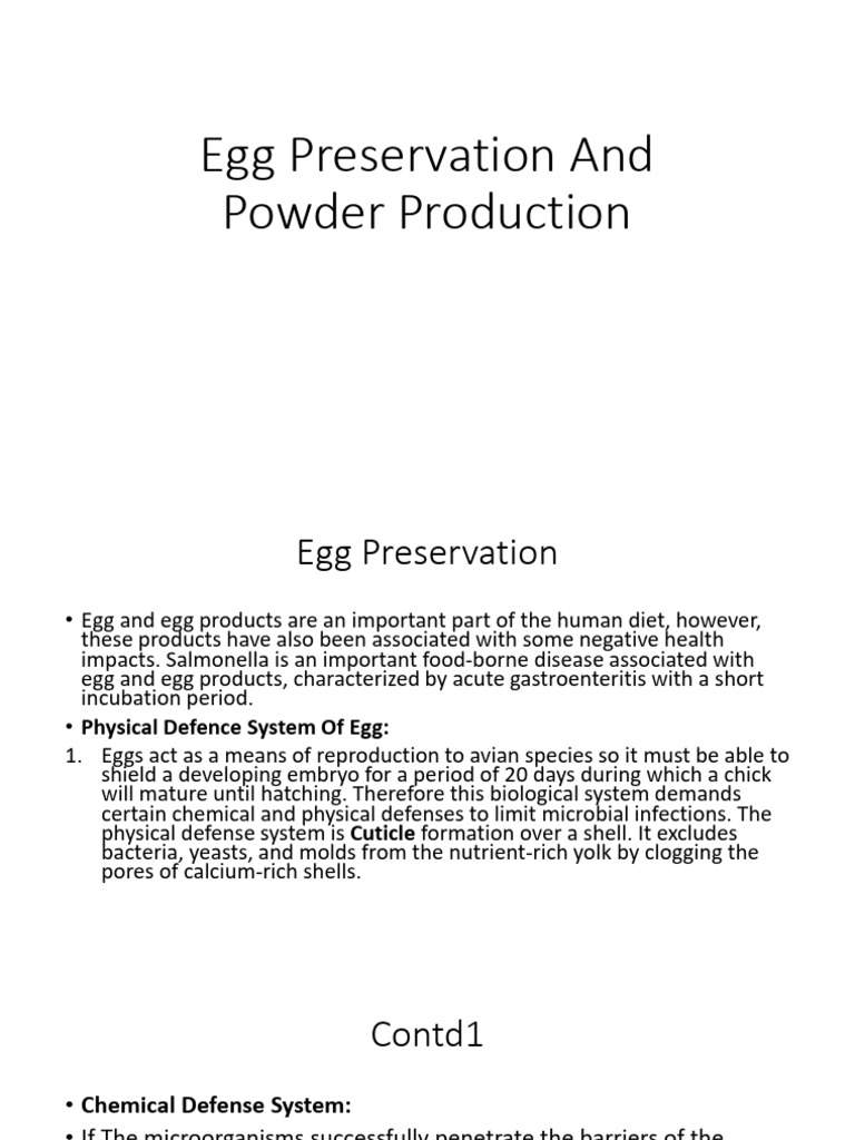 Egg Preservation and Powder Production | PDF | Chemistry | Industrial ...