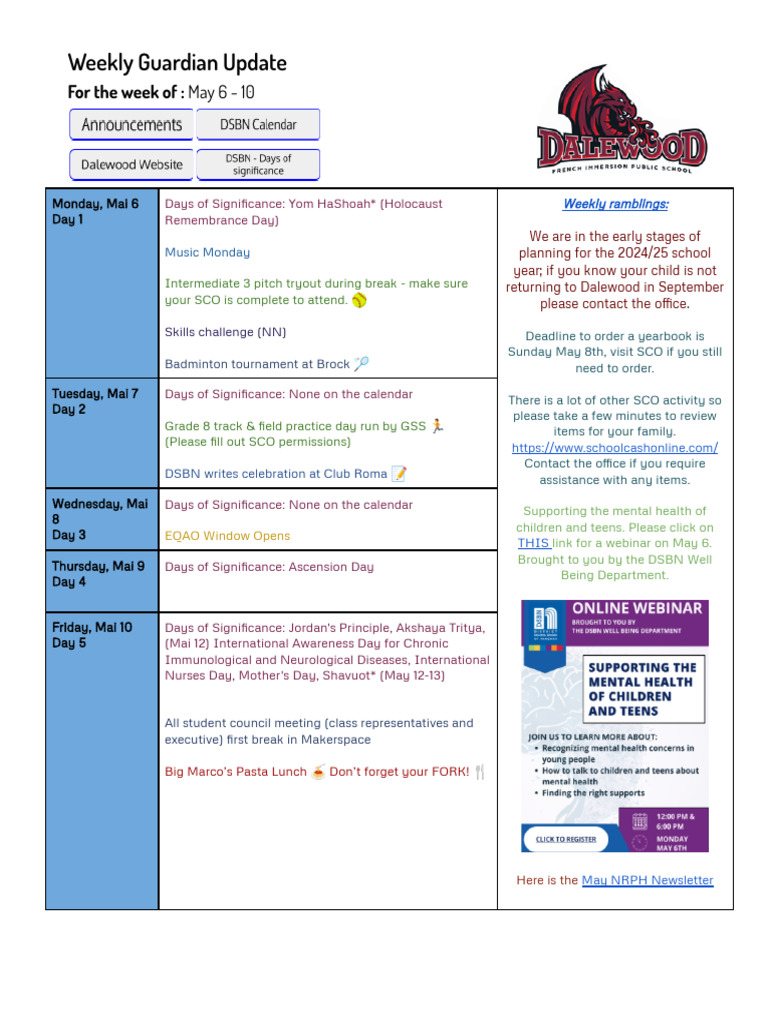 Weekly Guardian Update: May 6-10 Events | PDF