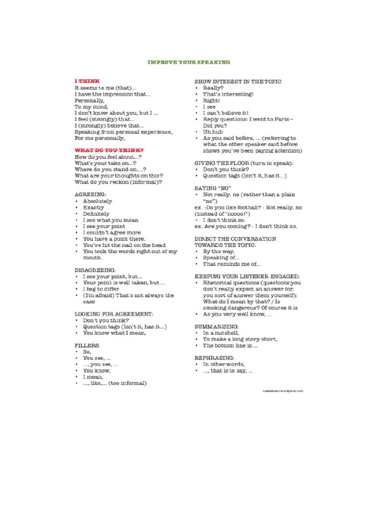 B2 Speaking TIPS | PDF