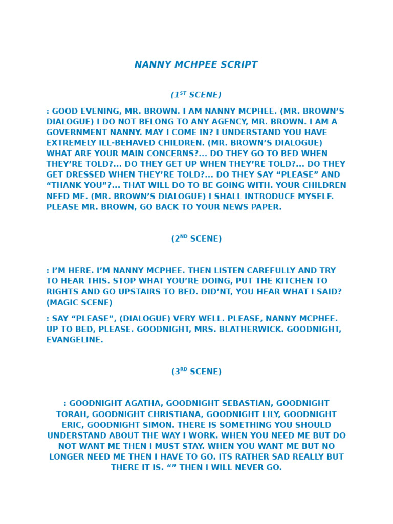 Nanny McPhee Script Overview | PDF