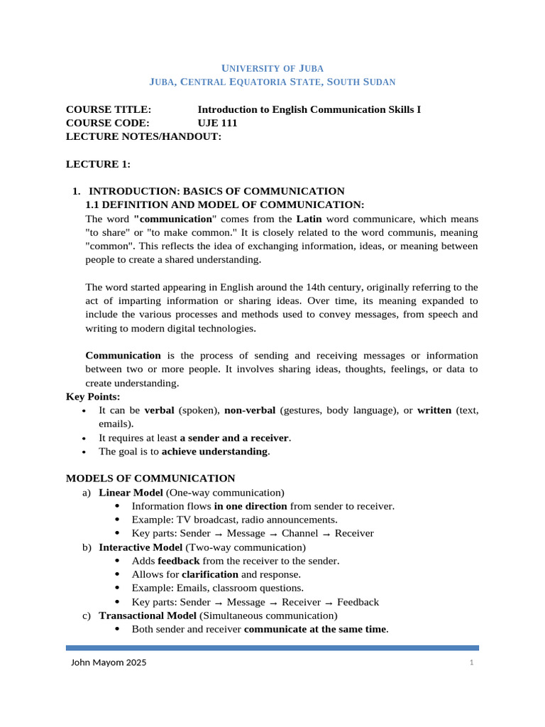 English Communication Skills Overview | PDF | Communication | Evidence ...