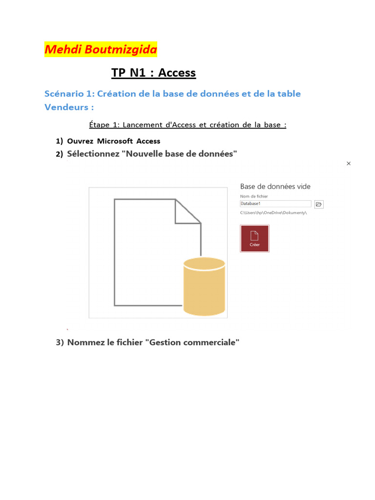 Création et gestion de bases Access | PDF