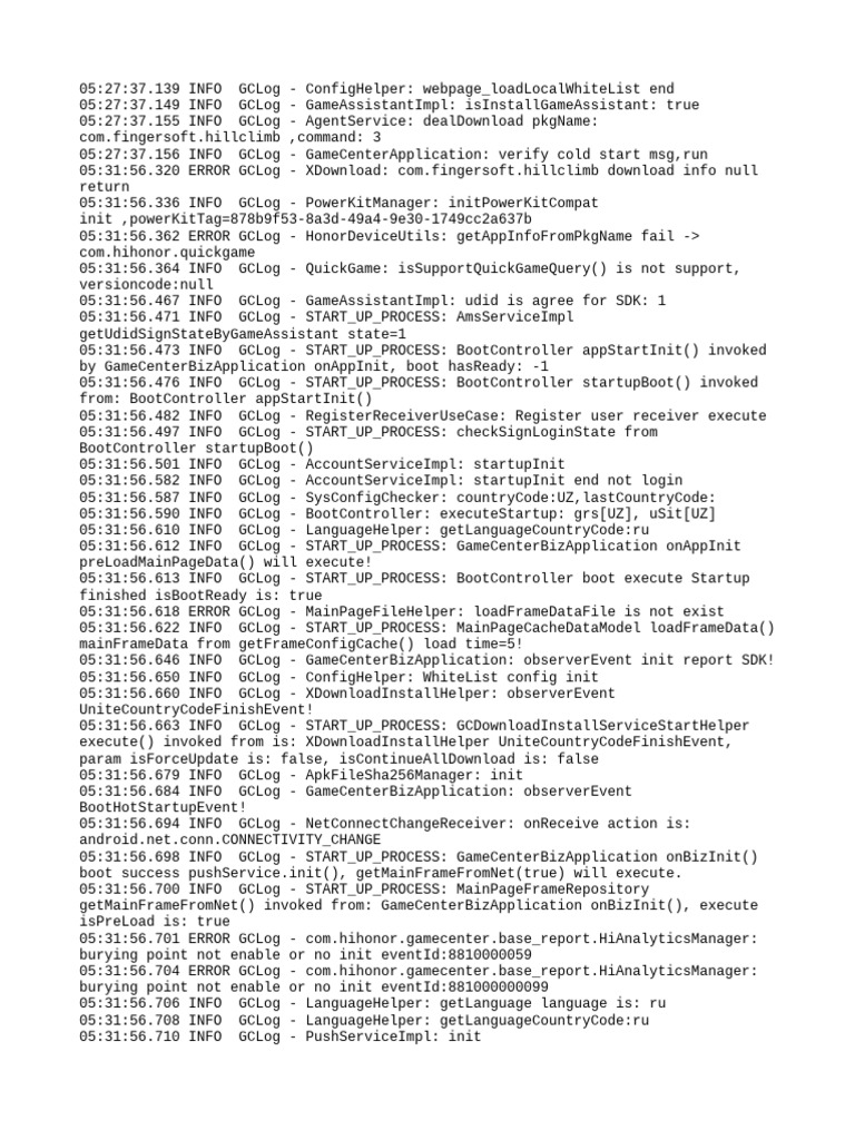 Game Center Log Analysis and Errors | PDF | Computing | Software