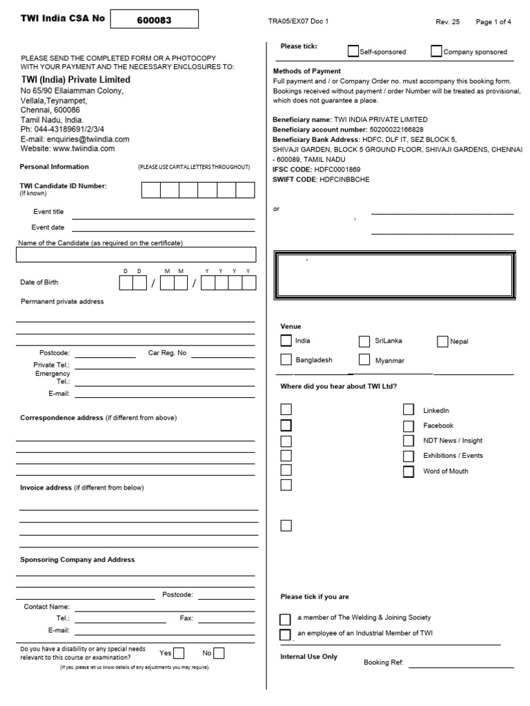 Twi Form Edit Version 1 PDF | PDF | Nondestructive Testing