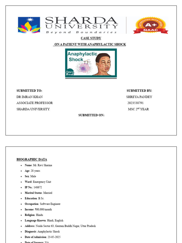 Anaphylactic Shock Case Study Analysis | PDF | Shock (Circulatory ...