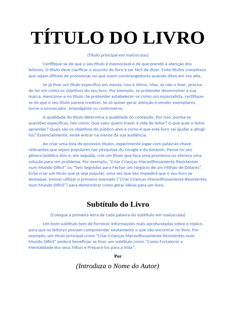 Título Do Livro | PDF | Abstract (resumo) | Livros