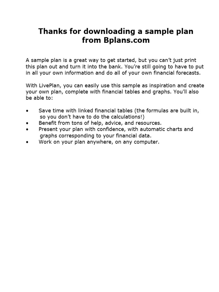Sample Business Plan Template Guide | PDF | Expense | Medical Laboratory