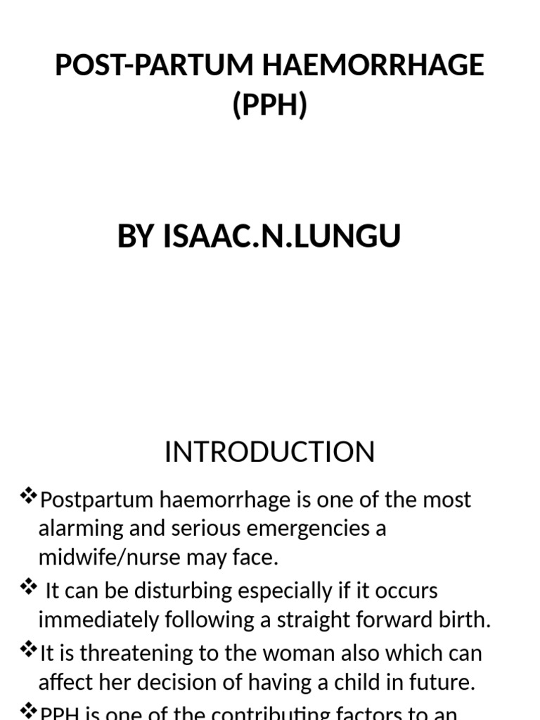 Post-Partum Haemorrhage (PPH) | PDF | Childbirth | Uterus