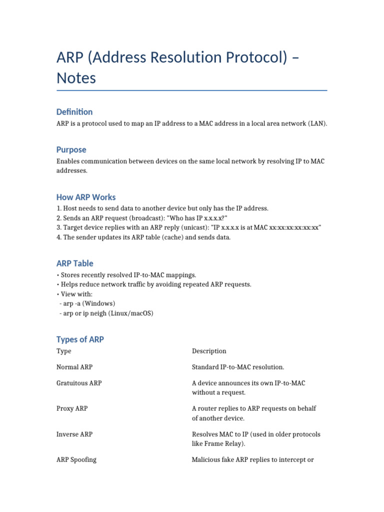 Understanding ARP in Networking | PDF