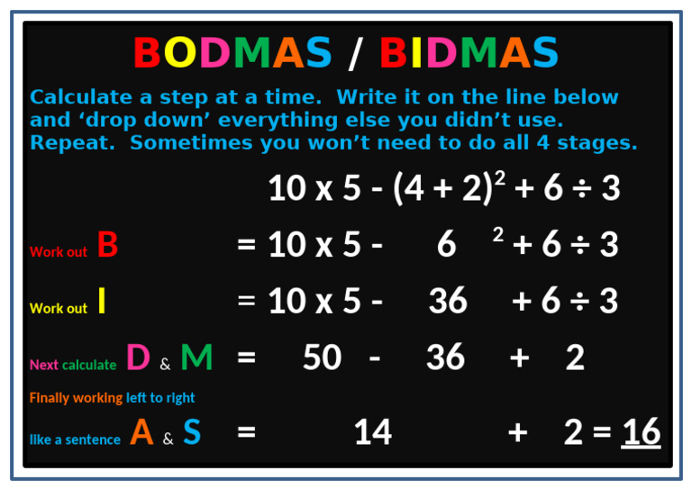 BIDMAS Calculation Examples | PDF