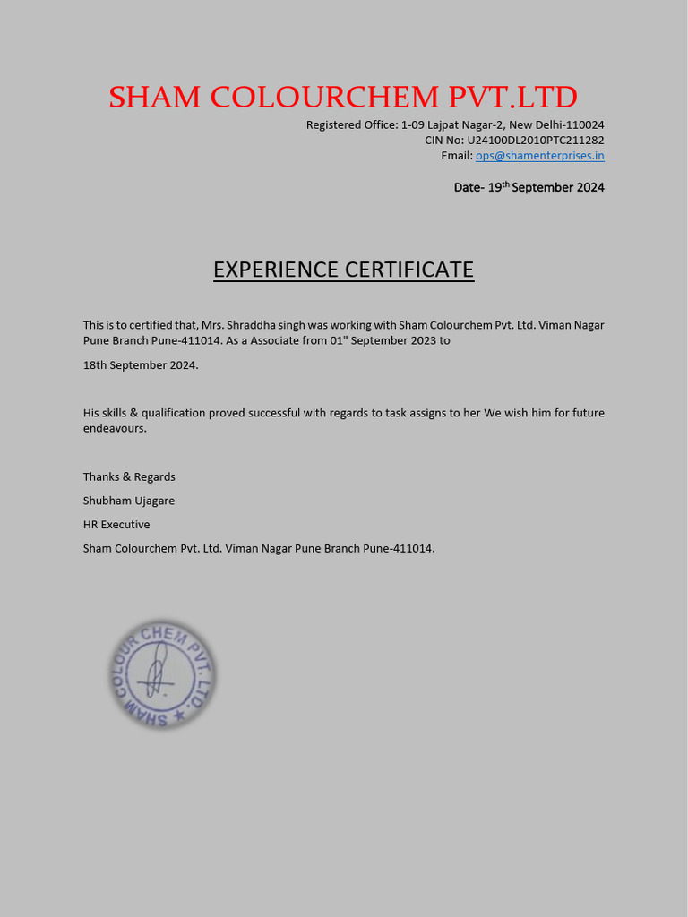 Experience Letter | PDF