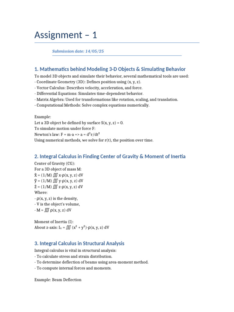 3D Modeling and Calculus Techniques | PDF