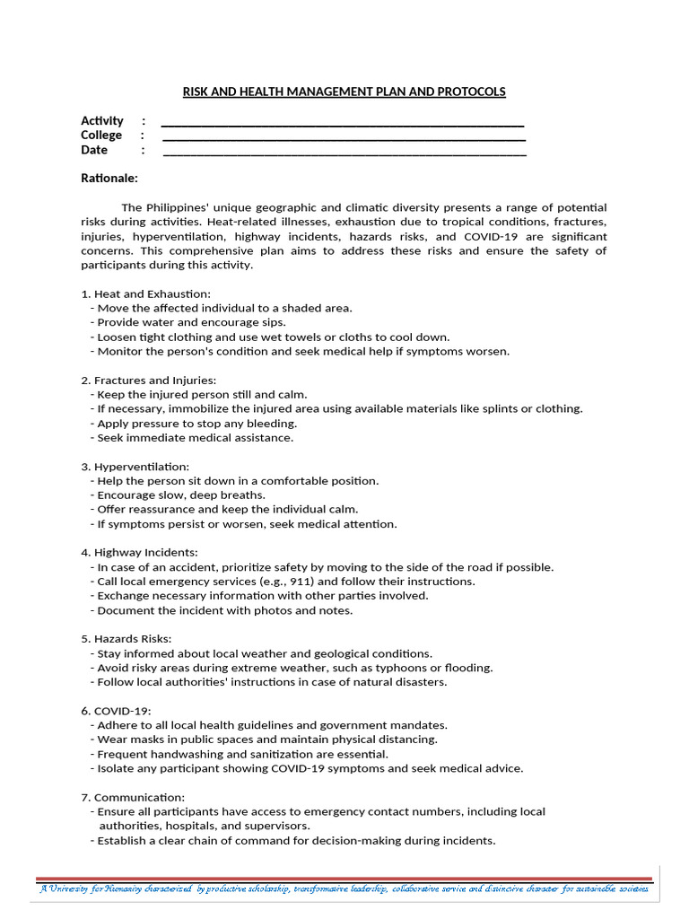 Risk Management Plan For General Use | PDF | Hazards | Risk