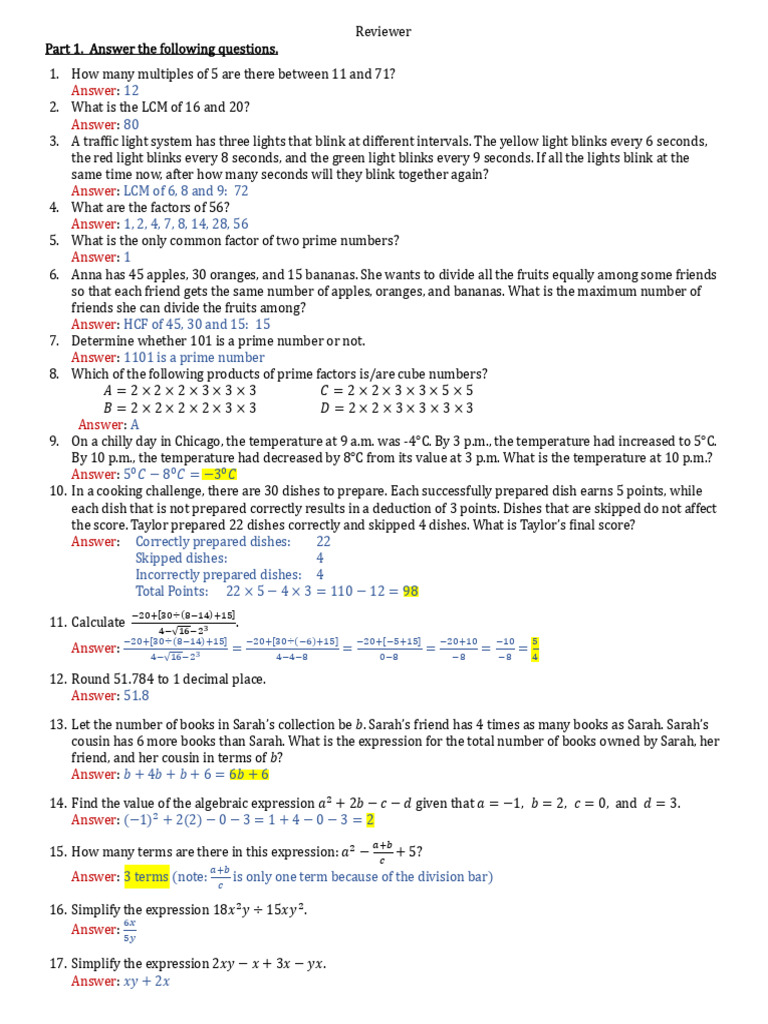 Math Review: Factors, Angles, and Equations | PDF | Length | Angle