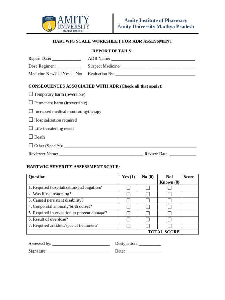 Hartwig Scale for ADR Assessment | PDF