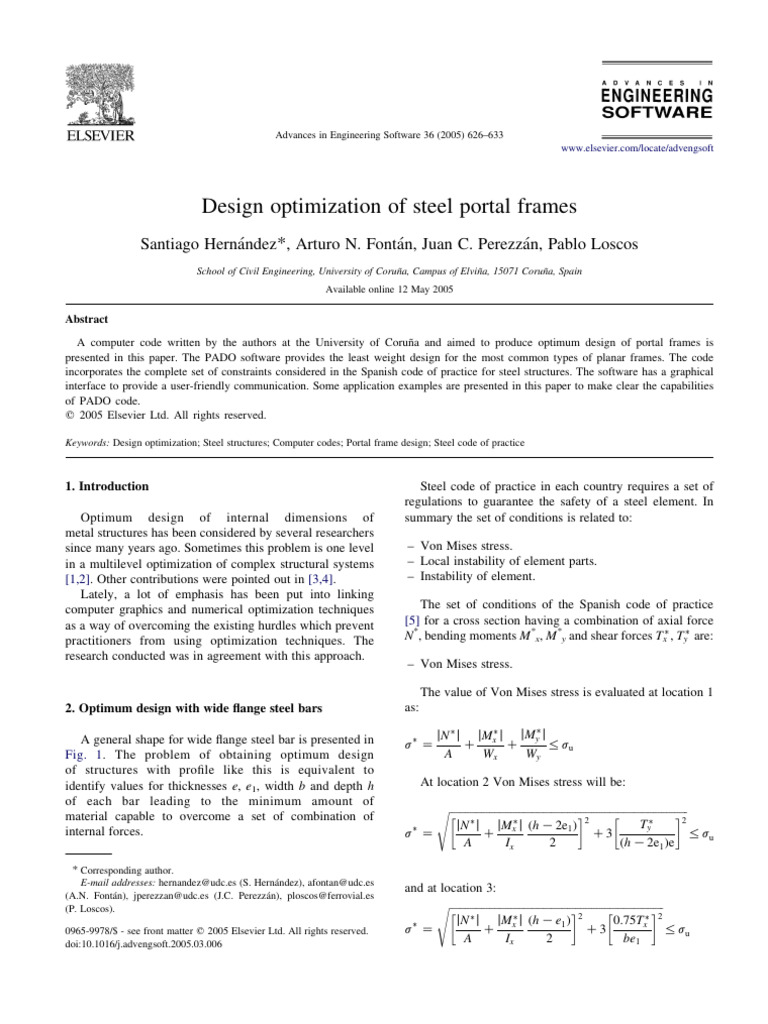 Design Optimization of Steel Portal Fram | PDF | Structural Analysis ...