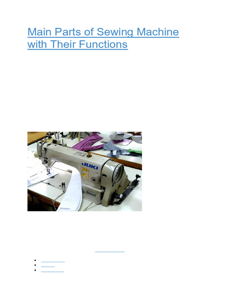 Sewing Machine Parts and Functions Guide | PDF | Sewing Machine | Sewing