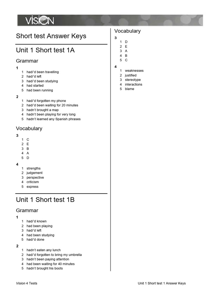 U1 Short Test 1 AK | PDF