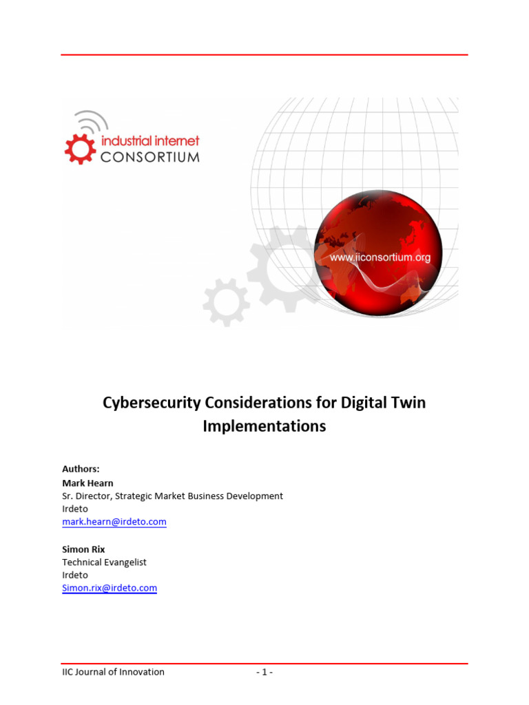 Cybersecurity for Digital Twin Systems | PDF | Computer Security | Security