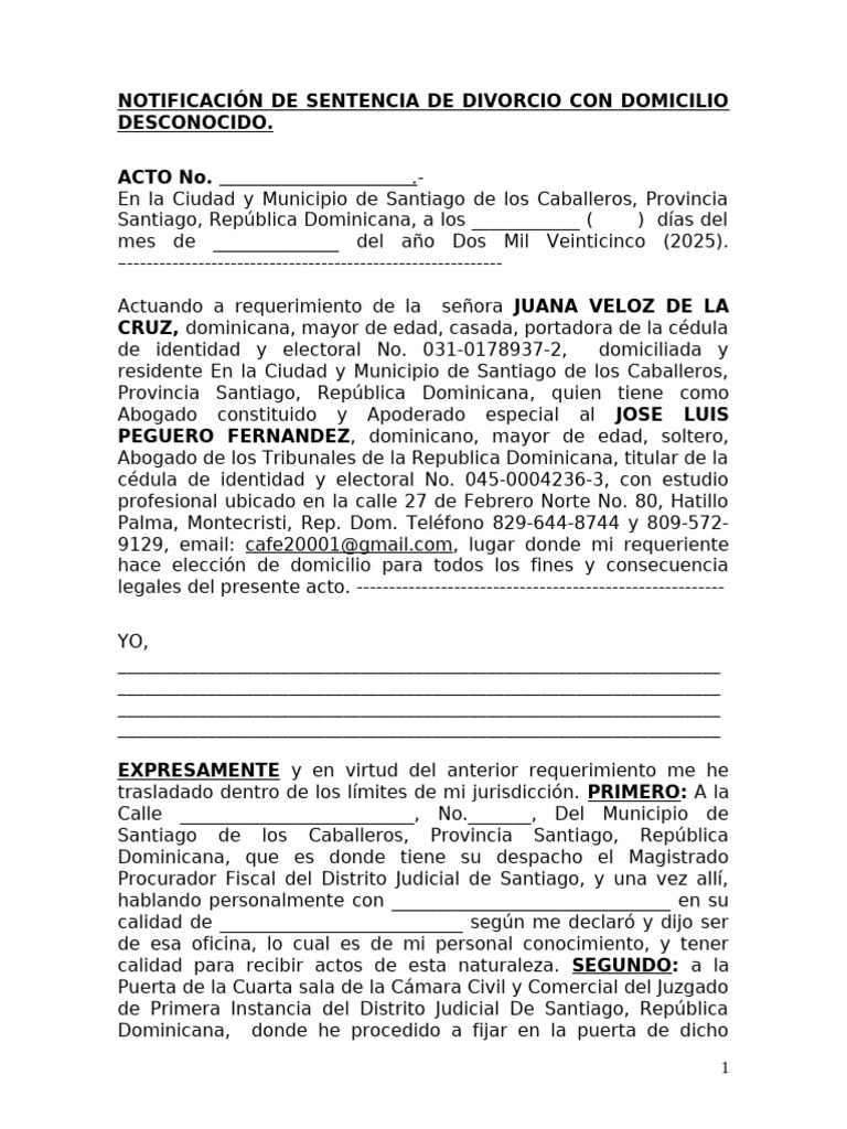 NOTIFICACION DE SENTENCIA DE DIVORCIO CASO HECTOR | PDF | Demanda ...
