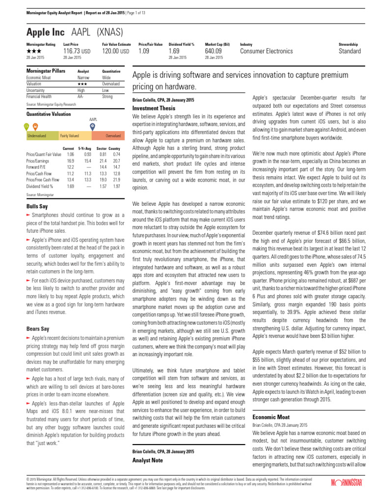Apple's Economic Moat and iPhone Growth Analysis | PDF | Apple Inc. | I ...