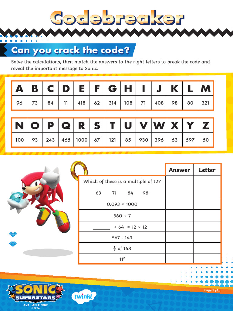 Sonic Math Codebreaker Challenge | PDF