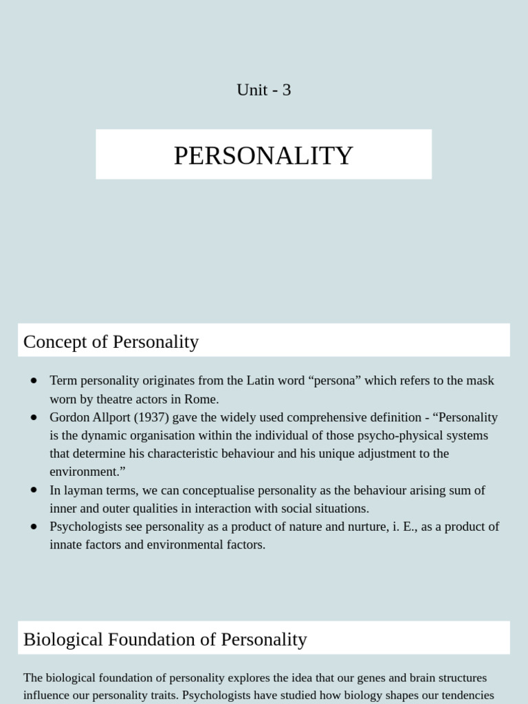 Understanding Personality: Concepts & Theories | PDF | Intelligence ...