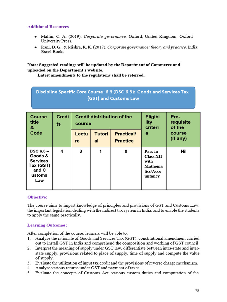 GST Syllabi | PDF | Taxes | Governance