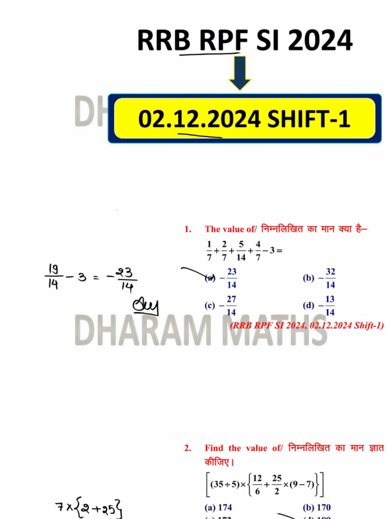 RRB RPF SI 2024 Maths Paper Solution Part-1 - 3 | PDF