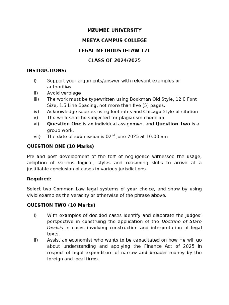 Legal Methods II: Law 121 Overview | PDF