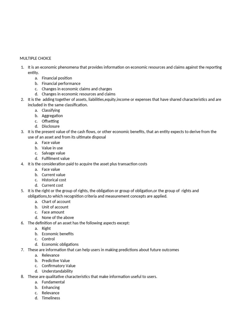 Financial Reporting Concepts Quiz | PDF | Expense | Balance Sheet
