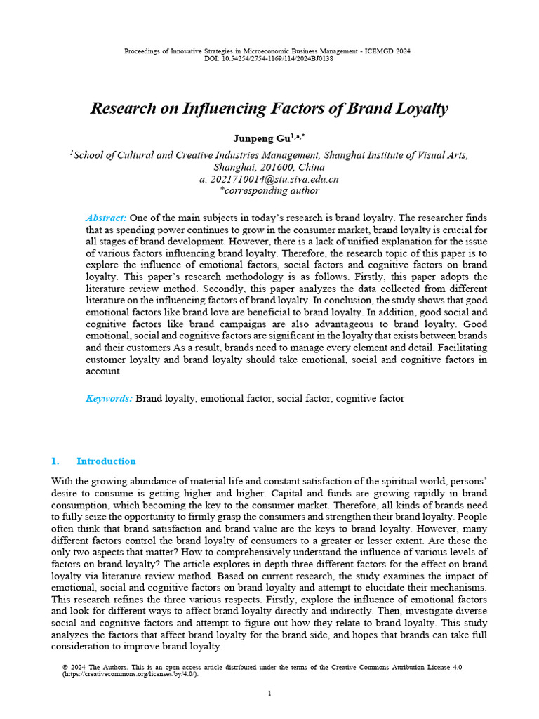 Factors Influencing Brand Loyalty | PDF | Brand | Customer Satisfaction