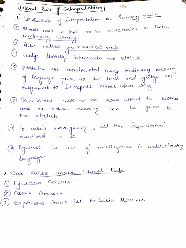 Understanding the Literal Rule in Law | PDF